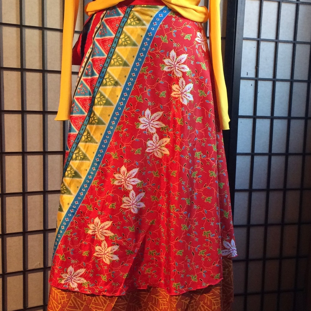 Reversible Wrap-Around Silk Skirt